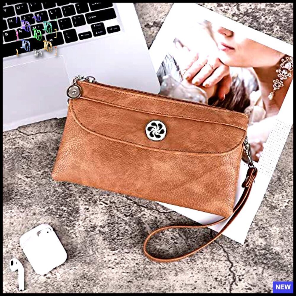 Vegan Leather Crossbody Bag Mini Purse Wristlet Strap Adjustable Chic - Picture 2 of 7